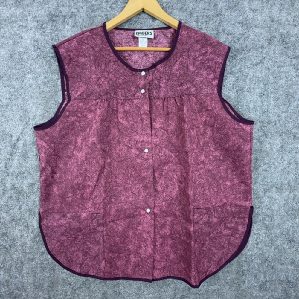 Vintage Embers International Vest Womens XL Marble Purple Pearl Snap Front Nurse
